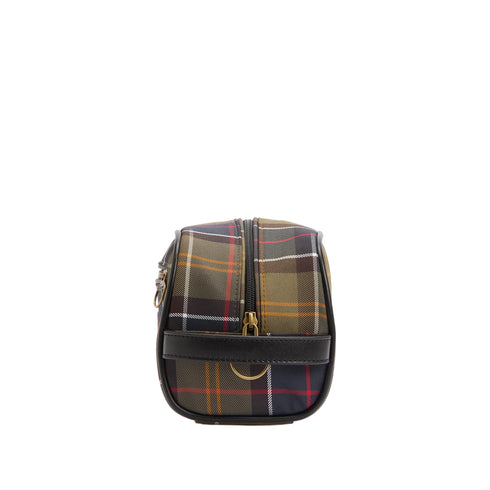 Beauty Case Uomo con motivo tartan e tasca frontale con zip